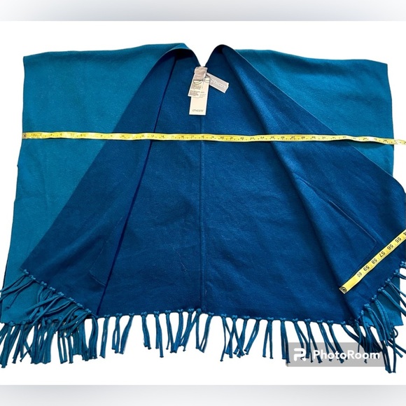 CHICO’S NEW with tags, reversible teal blue poncho/wrap/ruana size SM/M - Picture 1 of 5